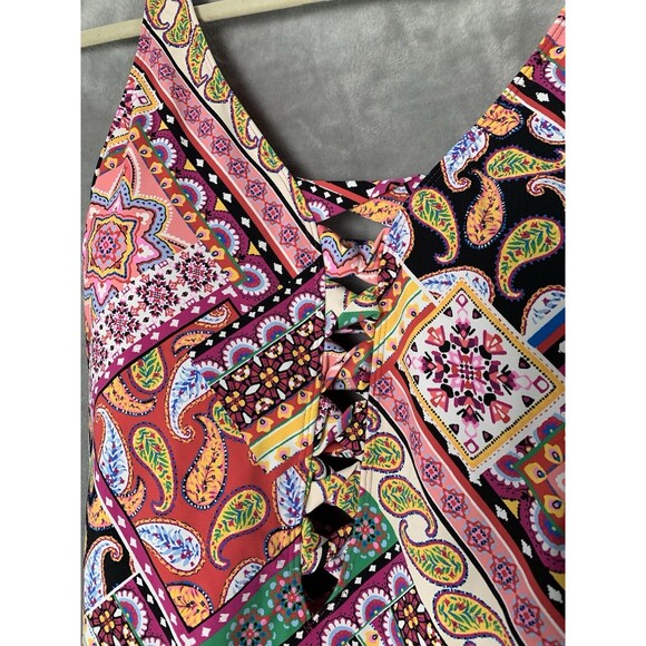 Bleu Rod Beattie Swimsuit V Neck One Piece Size 16W Colorful Key hole/Cut Outs - Picture 9 of 16